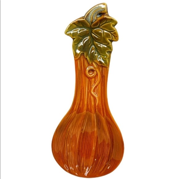 Spoon Rest Fall Harvest Glazed Hand Painted Pumpkin Kitchen Decor Halloween - Picture 9 of 11